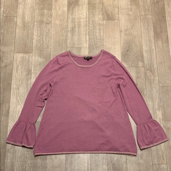 Womens DG2‎ By Diane Gilman Glittery Lined Bell Cuffs Pullover Sweater - Picture 1 of 6
